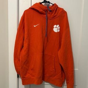 Nike Orange Full-Zip Hooded Sweatshirt with White Paw and Swoosh
